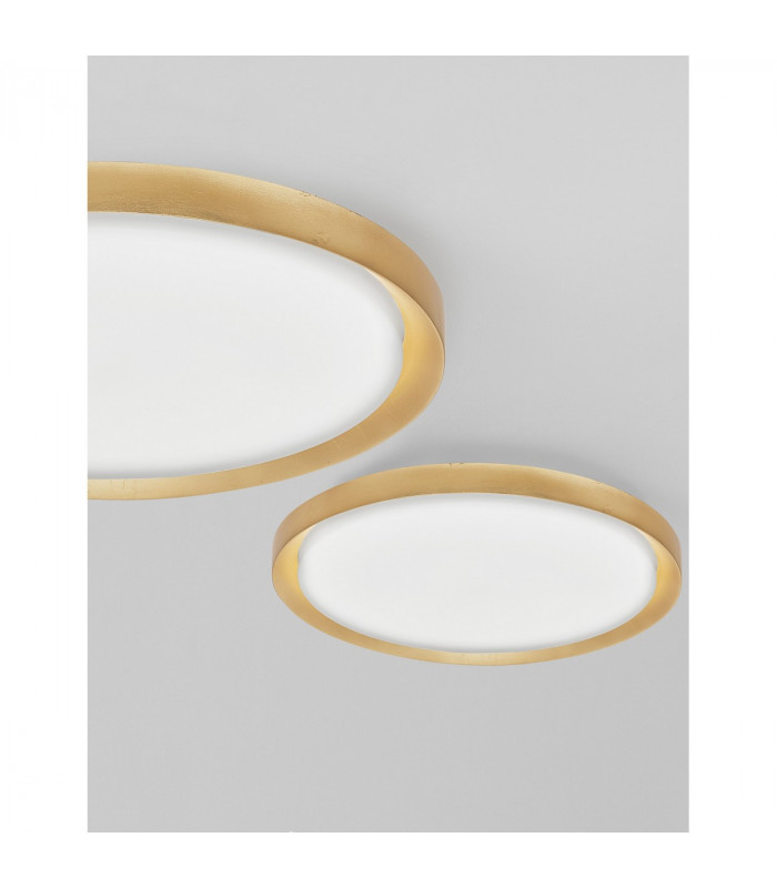 Troy 56cm Integrated LED Semi Flush Light Metal Golden Leaf Outside White Inside LED 50W 2750Lm 3000K-2