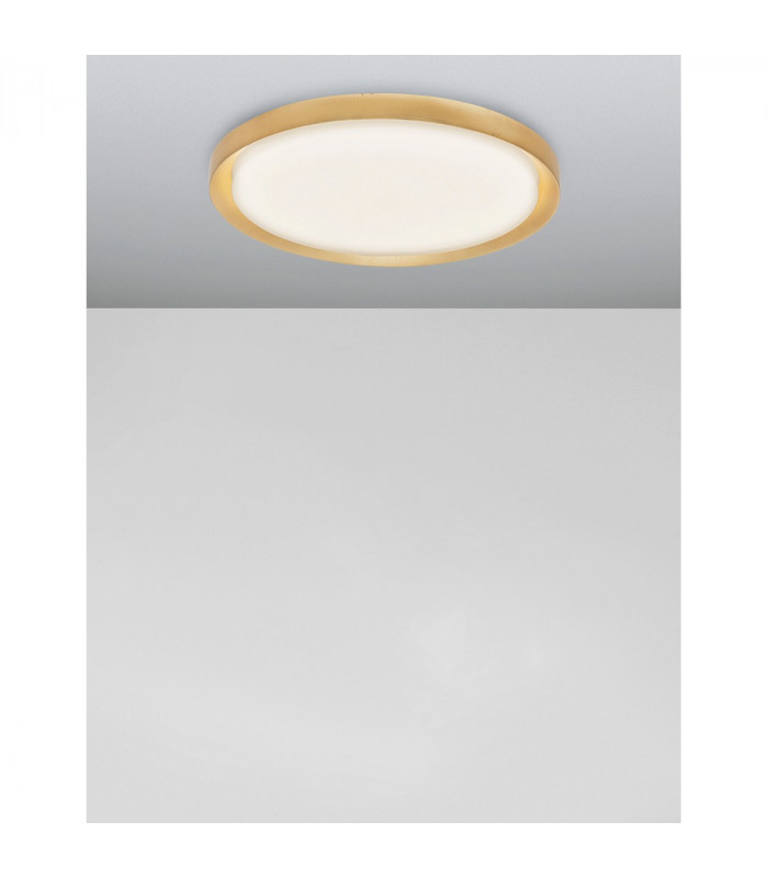 Troy 56cm Integrated LED Semi Flush Light Metal Golden Leaf Outside White Inside LED 50W 2750Lm 3000K-3