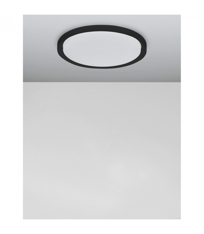 Troy 46cm Integrated LED Semi Flush Light Metal Matt Black Outside Matt White Inside LED 40W 2200Lm 3000K-3