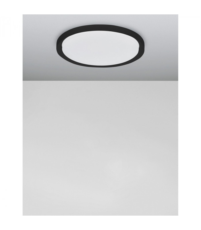 Troy 46cm Integrated LED Semi Flush Light Metal Matt Black Outside Matt White Inside LED 40W 2200Lm 3000K-4