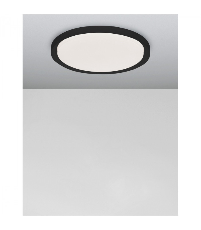 Troy 56cm Integrated LED Semi Flush Light Metal Matt Black Outside Matt White Inside LED 50W 2750Lm 3000K-4