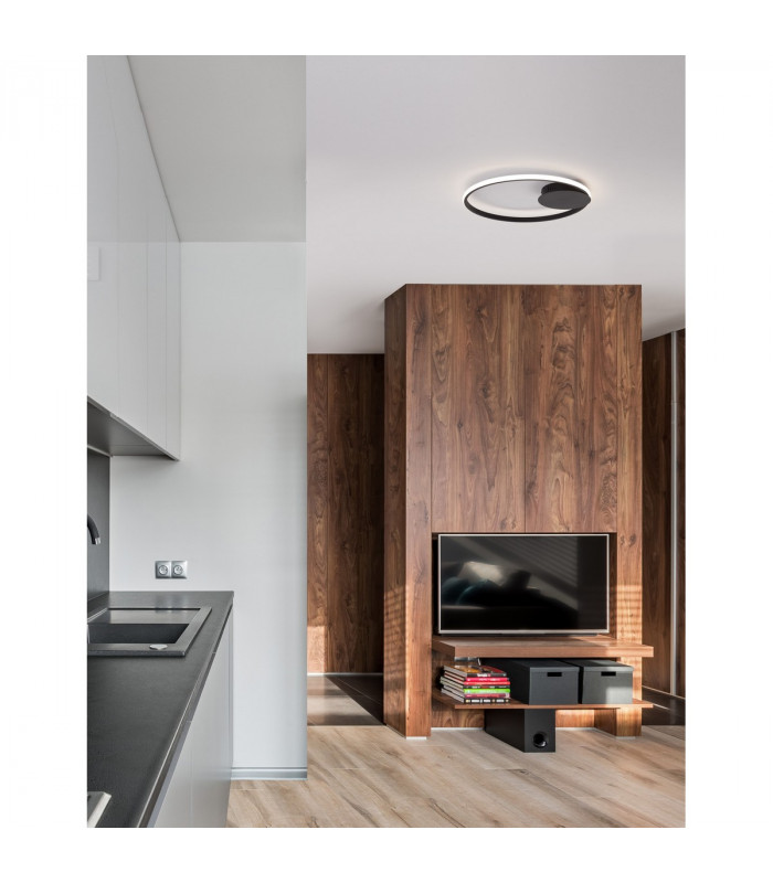 Fuline 50cm Integrated LED Semi Flush Light Sandy Black Aluminium LED 32W 2320 Lm 3000K-2
