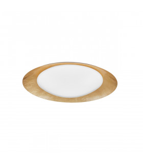 Zano 50cm Integrated LED Semi Flush Light Metal White Outside Golden Leaf Inside LED 28W 1400Lm 3000K-1