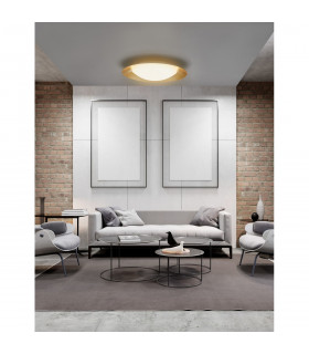 Zano 50cm Integrated LED Semi Flush Light Metal White Outside Golden Leaf Inside LED 28W 1400Lm 3000K-2