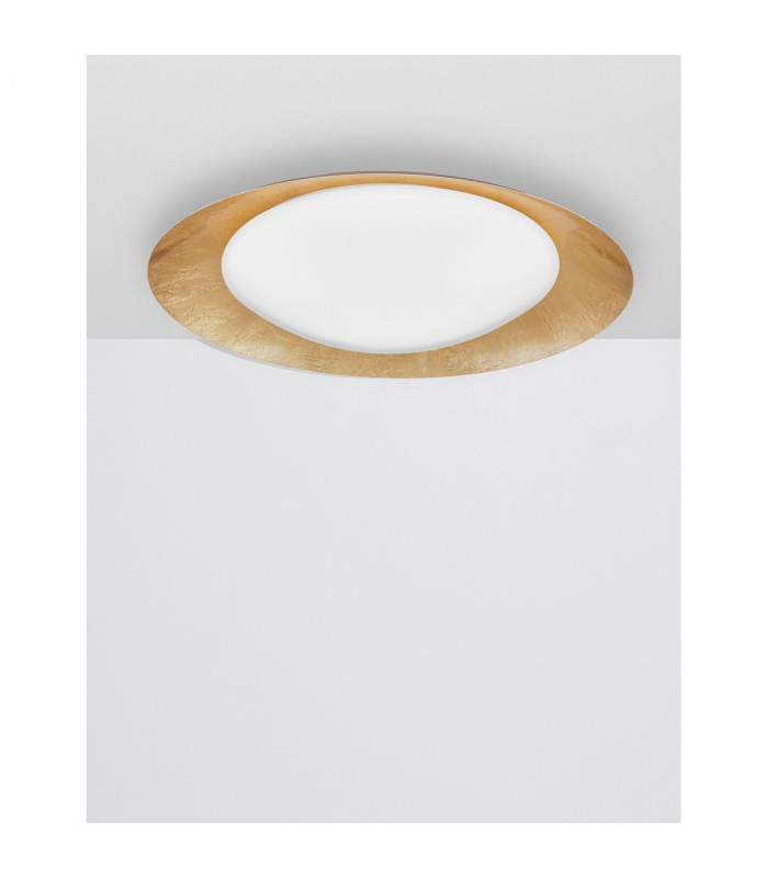Zano 50cm Integrated LED Semi Flush Light Metal White Outside Golden Leaf Inside LED 28W 1400Lm 3000K-3