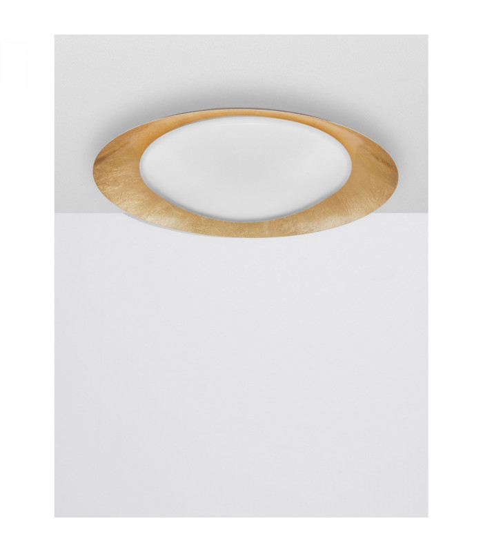 Zano 50cm Integrated LED Semi Flush Light Metal White Outside Golden Leaf Inside LED 28W 1400Lm 3000K-4