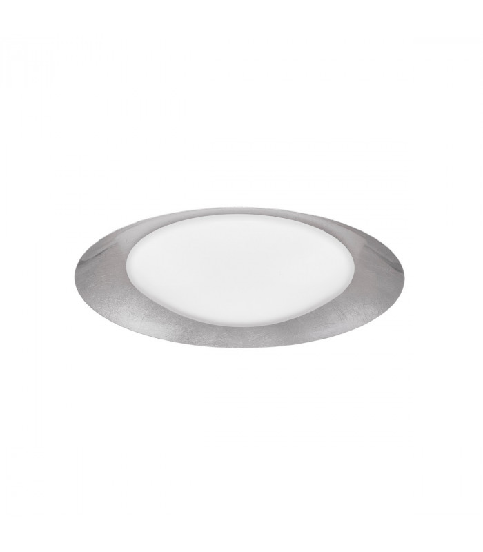 Zano 50cm Integrated LED Semi Flush Light Metal White Outside Silver Leaf Inside LED 28W 1400Lm 3000K-1