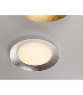 Zano 50cm Integrated LED Semi Flush Light Metal White Outside Silver Leaf Inside LED 28W 1400Lm 3000K-2