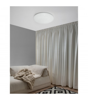Minori 2 Light Flush Ceiling Light White Clear Structured Glass Chrome Metal LED E27-2