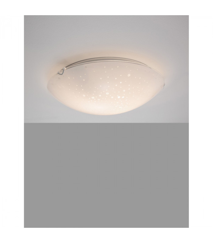 Minori 2 Light Flush Ceiling Light White Clear Structured Glass Chrome Metal LED E27-3