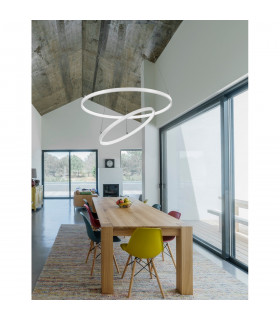 Dea Integrated LED Pendant Ceiling Light Matt White Aluminium Adjustable LED 85W 4500Lm 3000K-2