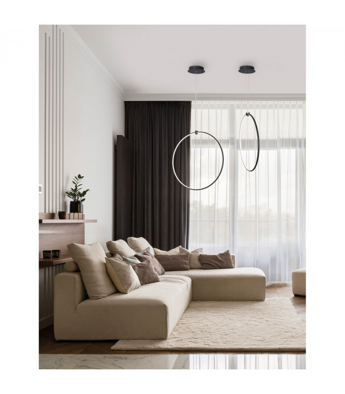 Ring Integrated LED Pendant Ceiling Light Dimmable Sandy Black Aluminium LED 28W 1600Lm 3000K-2
