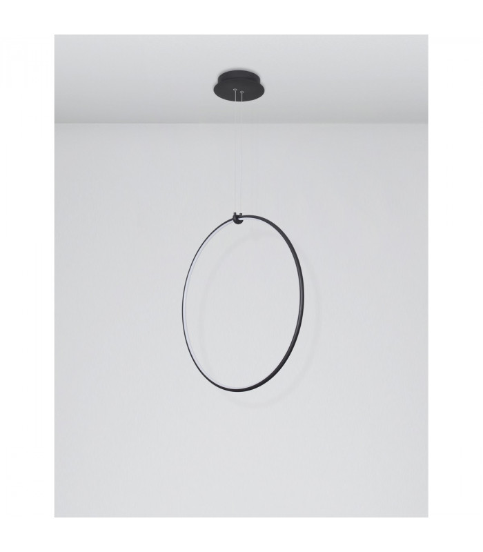 Ring Integrated LED Pendant Ceiling Light Dimmable Sandy Black Aluminium LED 28W 1600Lm 3000K-3