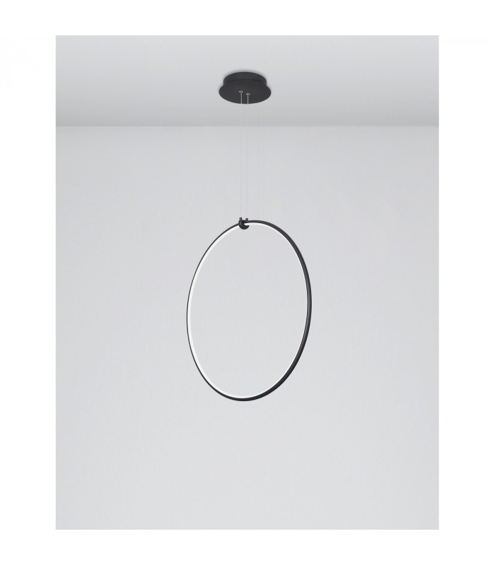 Ring Integrated LED Pendant Ceiling Light Dimmable Sandy Black Aluminium LED 28W 1600Lm 3000K-4