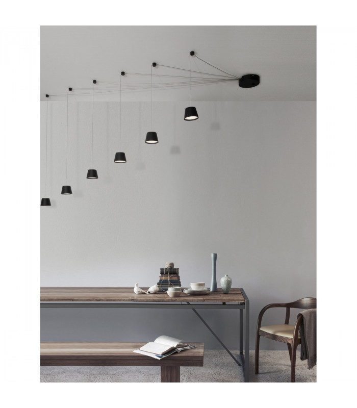 Amadeo Pendant Ceiling Light Sandy Black Aluminium Adjustable Switched LED 36W 2280Lm 3000K-2