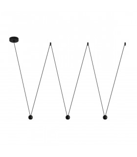 Nocci 3 Light Integrated LED Pendant Ceiling Light Black Aluminium Black Fabric Wire LED 3x4.5W 660Lm 3000K-1