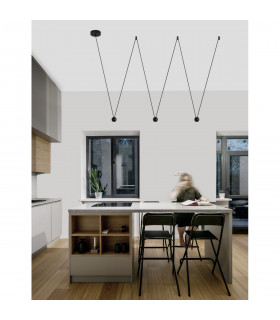 Nocci 3 Light Integrated LED Pendant Ceiling Light Black Aluminium Black Fabric Wire LED 3x4.5W 660Lm 3000K-2