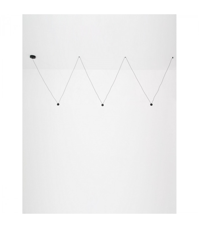 Nocci 3 Light Integrated LED Pendant Ceiling Light Black Aluminium Black Fabric Wire LED 3x4.5W 660Lm 3000K-3