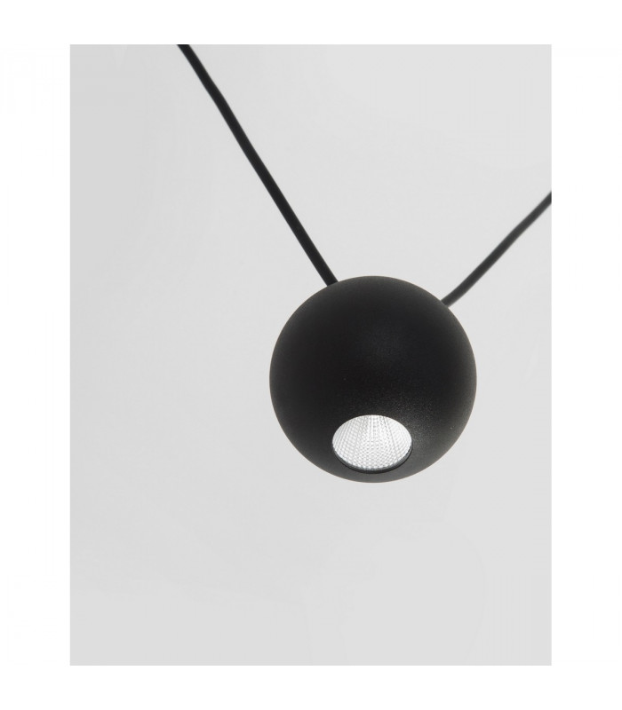 Nocci 3 Light Integrated LED Pendant Ceiling Light Black Aluminium Black Fabric Wire LED 3x4.5W 660Lm 3000K-4