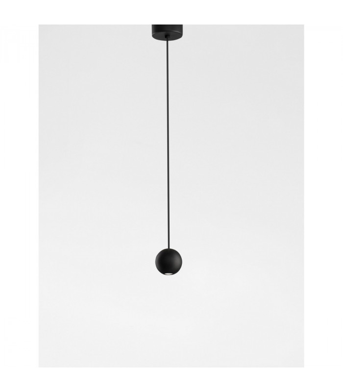 Nocci Slim Pendant Ceiling Light Black Aluminium Black Fabric Wire LED 4.5W 220Lm 3000K-4