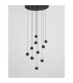 Nocci 10 Light Integrated LED Pendant Ceiling Light Black Aluminium Black Fabric Wire LED 10x4.5W 1860Lm 3000K-2