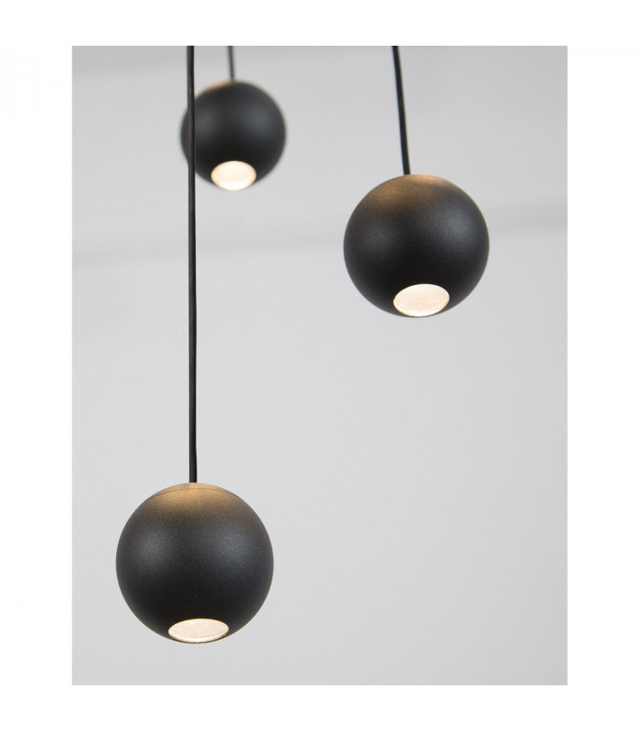 Nocci 10 Light Integrated LED Pendant Ceiling Light Black Aluminium Black Fabric Wire LED 10x4.5W 1860Lm 3000K-4