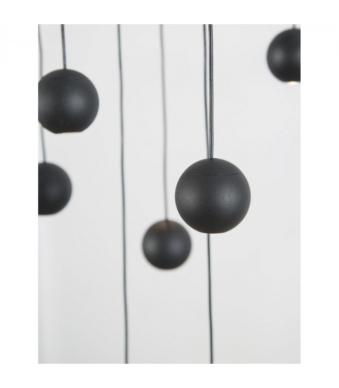 Nocci 10 Light Integrated LED Pendant Ceiling Light Black Aluminium Black Fabric Wire LED 10x4.5W 1860Lm 3000K-5