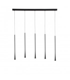 Goccio 5 Light Bar Pendant Ceiling Light Black Aluminium Steel Black Fabric Wire LED 5x7W 1065Lm 3000K-1