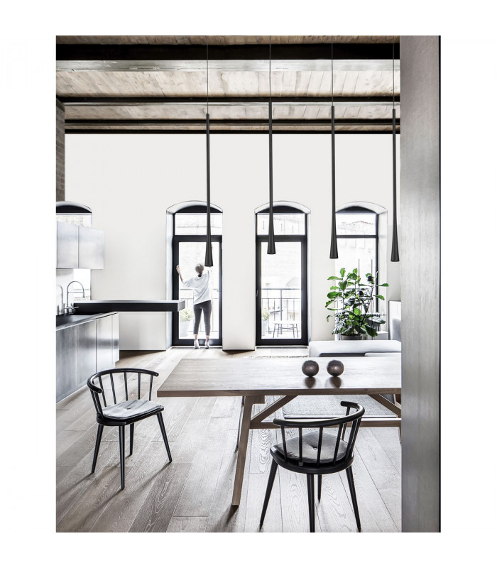 Goccio 5 Light Bar Pendant Ceiling Light Black Aluminium Steel Black Fabric Wire LED 5x7W 1065Lm 3000K-2
