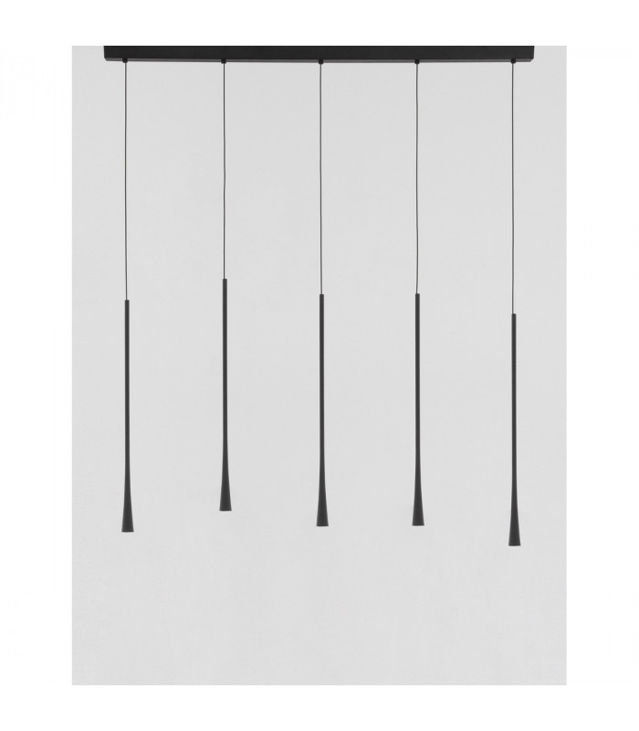 Goccio 5 Light Bar Pendant Ceiling Light Black Aluminium Steel Black Fabric Wire LED 5x7W 1065Lm 3000K-3