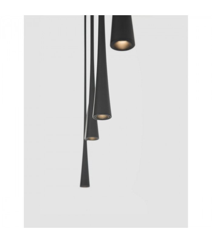 Goccio 5 Light Bar Pendant Ceiling Light Black Aluminium Steel Black Fabric Wire LED 5x7W 1065Lm 3000K-4