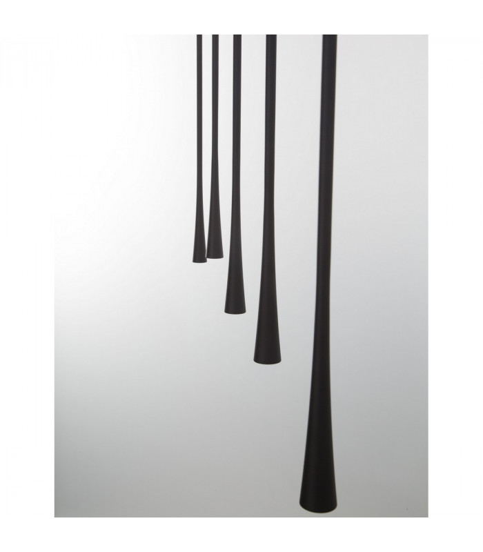 Goccio 5 Light Bar Pendant Ceiling Light Black Aluminium Steel Black Fabric Wire LED 5x7W 1065Lm 3000K-5