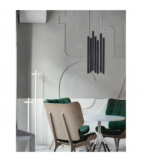 Ultrathin 7 Light Cluster Pendant Ceiling Light Sandy Black Aluminium LED 7x3W 1260Lm 3000K-2