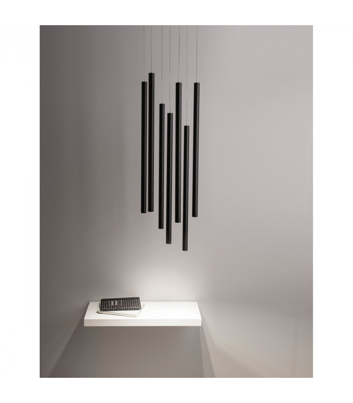 Ultrathin 7 Light Cluster Pendant Ceiling Light Sandy Black Aluminium LED 7x3W 1260Lm 3000K-5