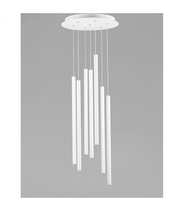 Ultrathin 7 Light Cluster Pendant Ceiling Light Sandy White Aluminium LED 7x3W 1260Lm 3000K-2