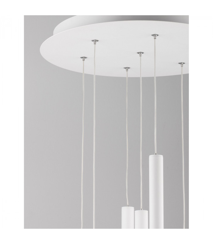 Ultrathin 7 Light Cluster Pendant Ceiling Light Sandy White Aluminium LED 7x3W 1260Lm 3000K-4