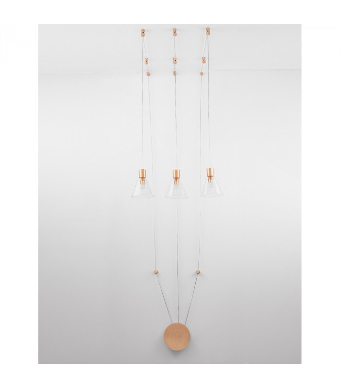 Marce Pendant Ceiling Light Gold Aluminium Clear Glass LED 15W 750Lm 3000K-3