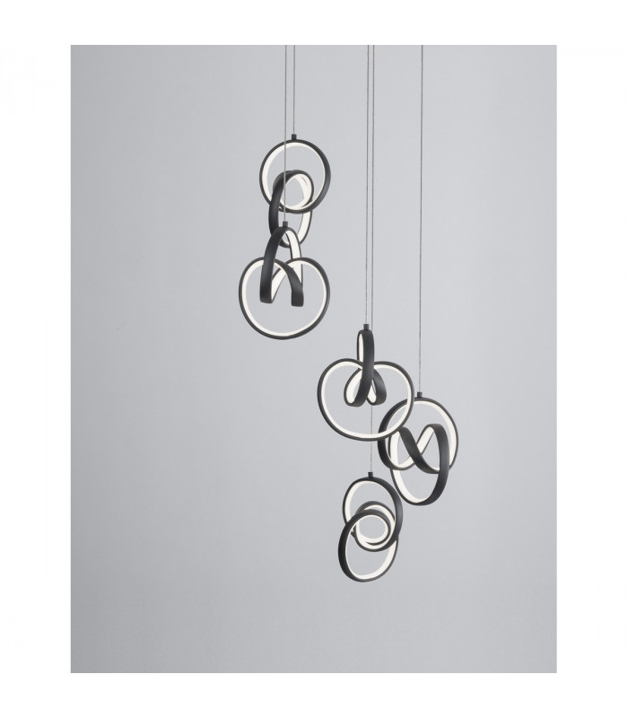 Rings Integrated LED Pendant Ceiling Light Sandy Black Aluminium LED 60W 2310Lm 3000K-2