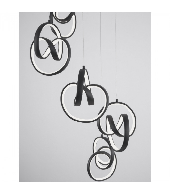 Rings Integrated LED Pendant Ceiling Light Sandy Black Aluminium LED 60W 2310Lm 3000K-4
