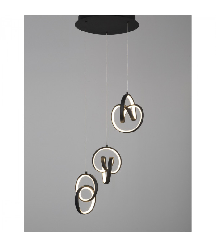 Rings Integrated LED Pendant Ceiling Light Sandy Black Aluminium LED 43W 1806Lm 3000K-3