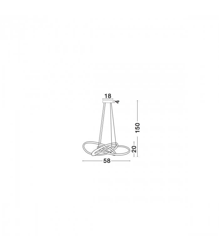 Treccia Integrated LED Pendant Ceiling Light Black Aluminium LED 47W 2800Lm 3000K-4