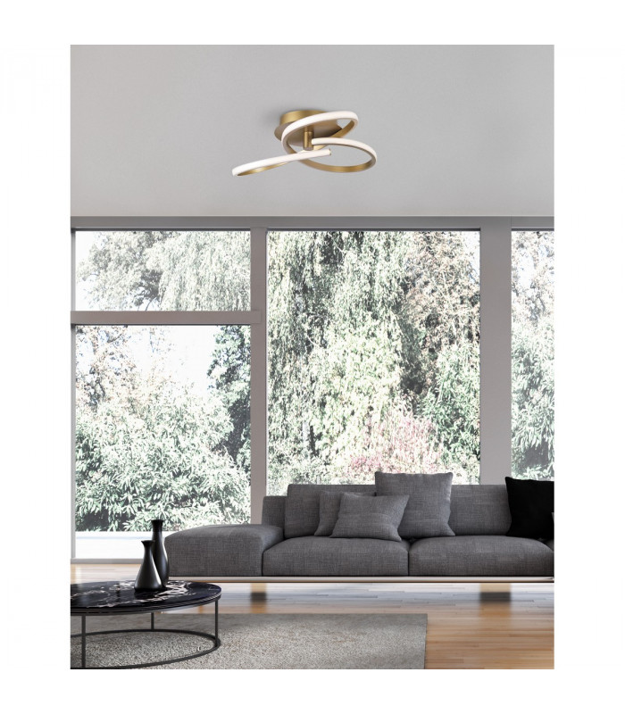 Fusion Integrated LED Semi Flush Light Brass Gold Aluminium LED 40W 3017Lm 3000K-2