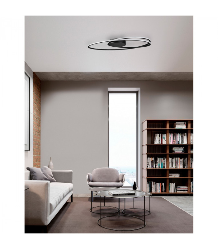 Viareggio Integrated LED Semi Flush Light Matt Black Aluminium LED 28W 1950Lm 3000K-2
