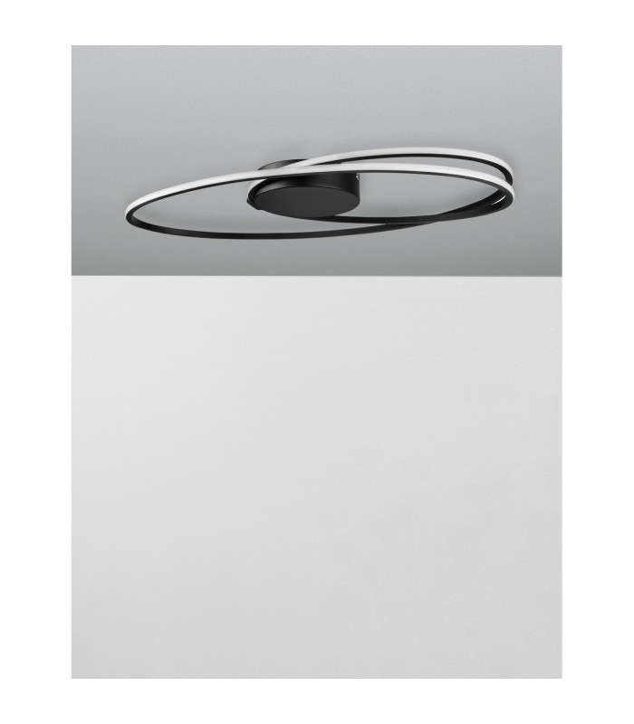 Viareggio Integrated LED Semi Flush Light Matt Black Aluminium LED 28W 1950Lm 3000K-3