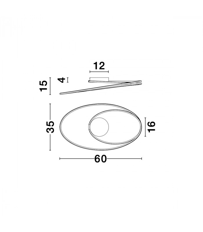 Viareggio Integrated LED Semi Flush Light White Aluminium LED 28W 1950Lm 3000K-7