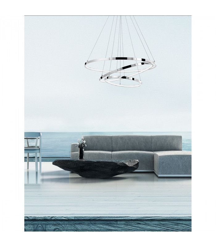 Aria Integrated LED Pendant Ceiling Light Chrome Aluminium Adjustable LED 145W 8100Lm 3000K-2
