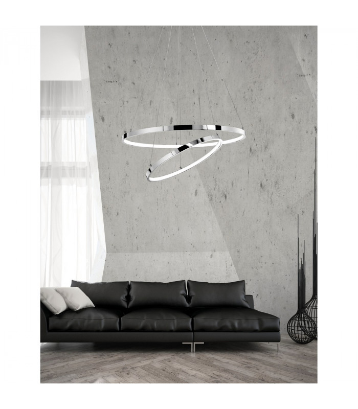 Aria Integrated LED Pendant Ceiling Light Chrome Aluminium Adjustable LED 85W 4500Lm 3000K-2