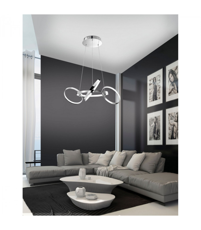 Foligno Integrated LED Pendant Ceiling Light Chrome Aluminium Adjustable LED 39W 2340Lm 3000K Dimmable-2