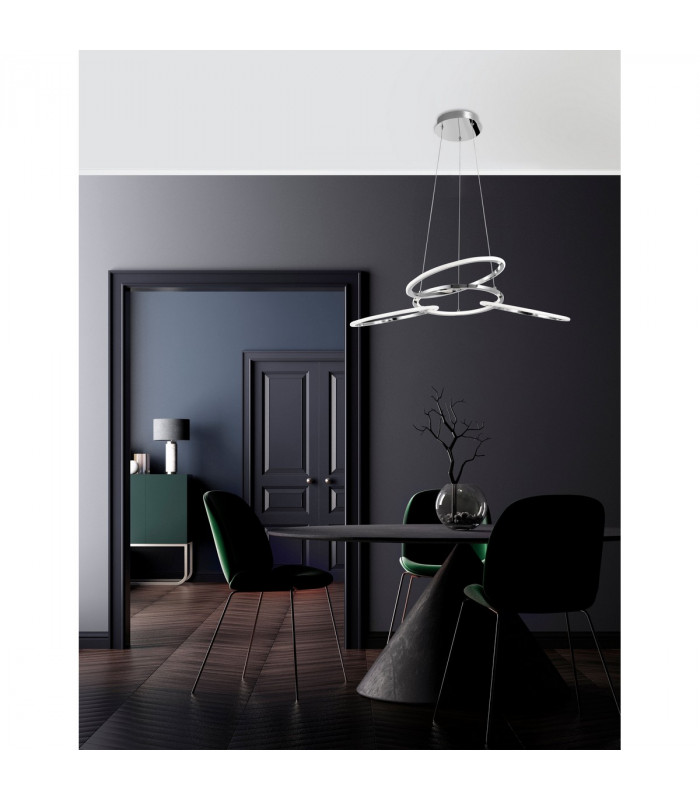Dante Integrated LED Pendant Ceiling Light Chrome Aluminium Adjustable LED 39W 1900Lm 3000K-2