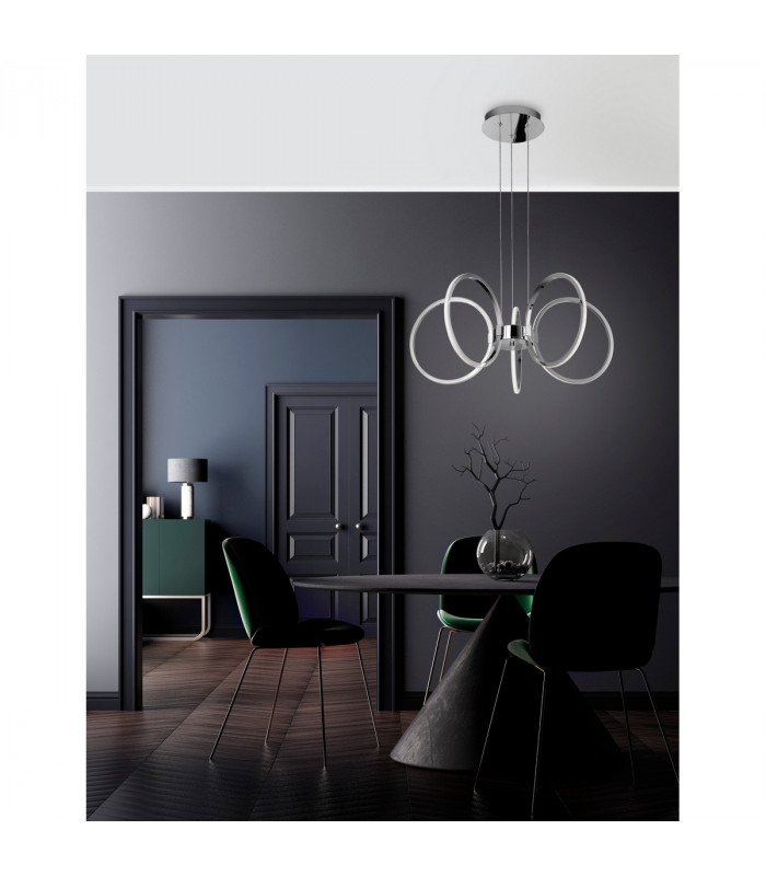 Vallerti Integrated LED Pendant Ceiling Light Chrome Aluminium LED 31W 2200Lm 3000K-2